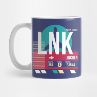 Lincoln, Nebraska (LNK) Airport Code Baggage Tag Mug